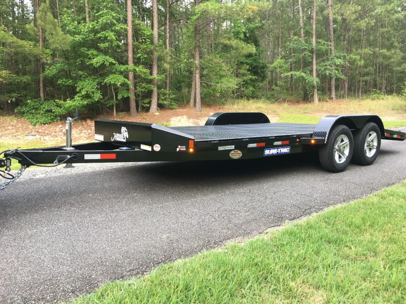 2022 Black Sure-Trac 7ft X 18ft Tandem , located at 1330 Rainey Rd., Macon, 31220, (478) 960-1044, 32.845638, -83.778687 - Please Hurry! Clearance Priced to Sell! New Deluxe Sure Trac Brand 7ft X 18ft All Steel Car Hauler Trailer. 7ft Wide and 18ft Long, Including the 48" Long Beaver Tail Low Profile Design for Easy Loading that Porsche or BMW Car! The Rear Slide Under Ramps are Both Lightweight and Heavy Duty! Rem - Photo #0