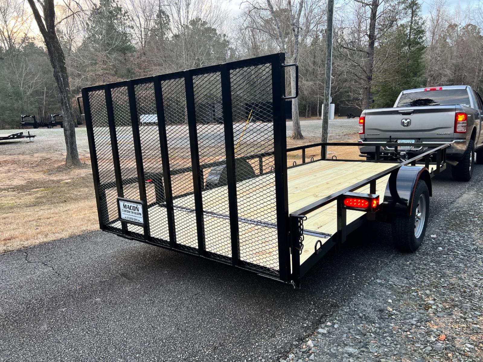 2023 Black Macon Custom Trailers 6.5ft X 14ft Utility , located at 1330 Rainey Rd., Macon, 31220, (478) 960-1044, 32.845638, -83.778687 - 6ft 6" Wide X 14ft Long Utility Trailer is Really Loaded Out! 24" Beavertail Floor at the Rear, Makes it Easy to Load! Haul Lawn Tractor, Lawn Mowers, Landscaping Equipment, Water Tanks, ATV's, Etc. 3,500 lb Axle, 7 Pin Connector Heavy Duty with 2" X 3" Angle Iron Floor Joists! Most Companies - Photo #9