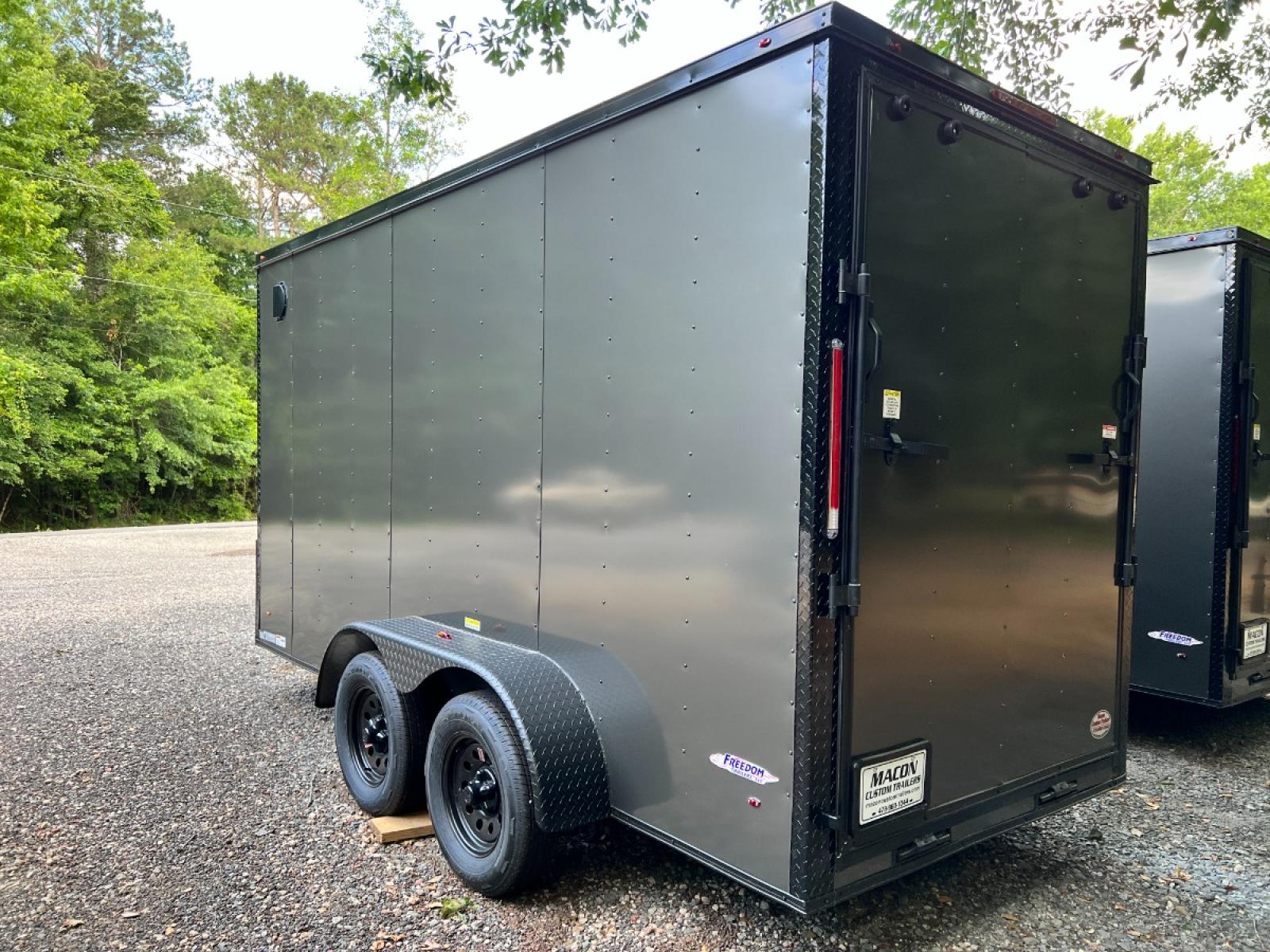 2023 Charcoal Metallic w/Black Out Pkg. Freedom Trailers 6ft X 14ft Tandem , located at 1330 Rainey Rd., Macon, 31220, (478) 960-1044, 32.845638, -83.778687 - Brand New 2023 "Top of the Line" Freedom Brand Trailer Made in South Ga. Compact Size, Great for Tools or Cycle's! Awesome 6ft X 14ft Tandem Enclosed Cycle Hauler & Cargo Trailer! Taller Inside Height is 7ft 2" Tall Inside & the Ramp Door Clearance is 6ft 8" at the Back! .080 Thick Metallic - Photo #6