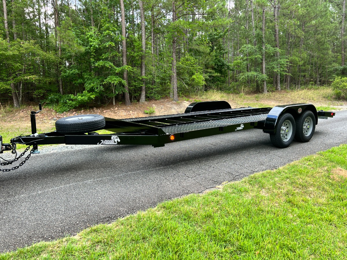 photo of 7ft X 18ft Flatbed 2 Rail Car Hauler, Awesome Trailer! 3,500lb Axles!