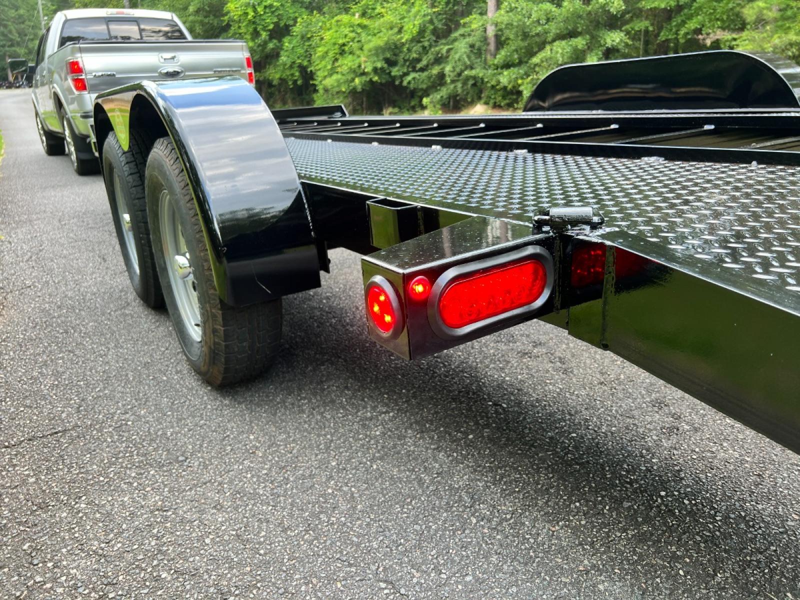 2022 Black Macon Custom Trailers 7ft X 18ft Tandem , located at 1330 Rainey Rd., Macon, 31220, (478) 960-1044, 32.845638, -83.778687 - Hurry, Clearance Priced! Only One to Sell! New Deluxe 7ft X 18ft All Steel Car Hauler Trailer. 7ft Wide and 18ft Long, Including the 24" Long Beaver Tail The Rear Slide Under Ramps are Heavy Duty! 5" Channel Iron Main Frame. The Floor joists are 3" Channel Iron on 16" Centers! Spare Tire Hold - Photo #13