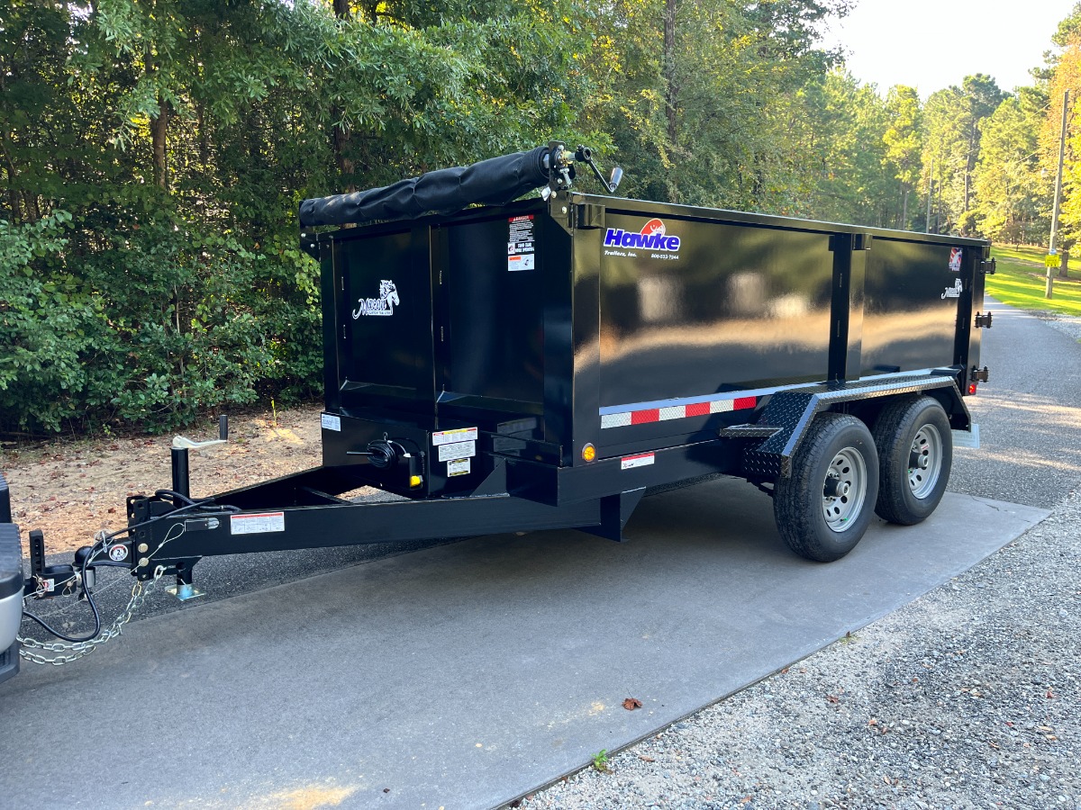 photo of 5 Ton Hawke 6ft X 12ft Dump Trailer 3ft Steel Walls, Ramps, Tarp!