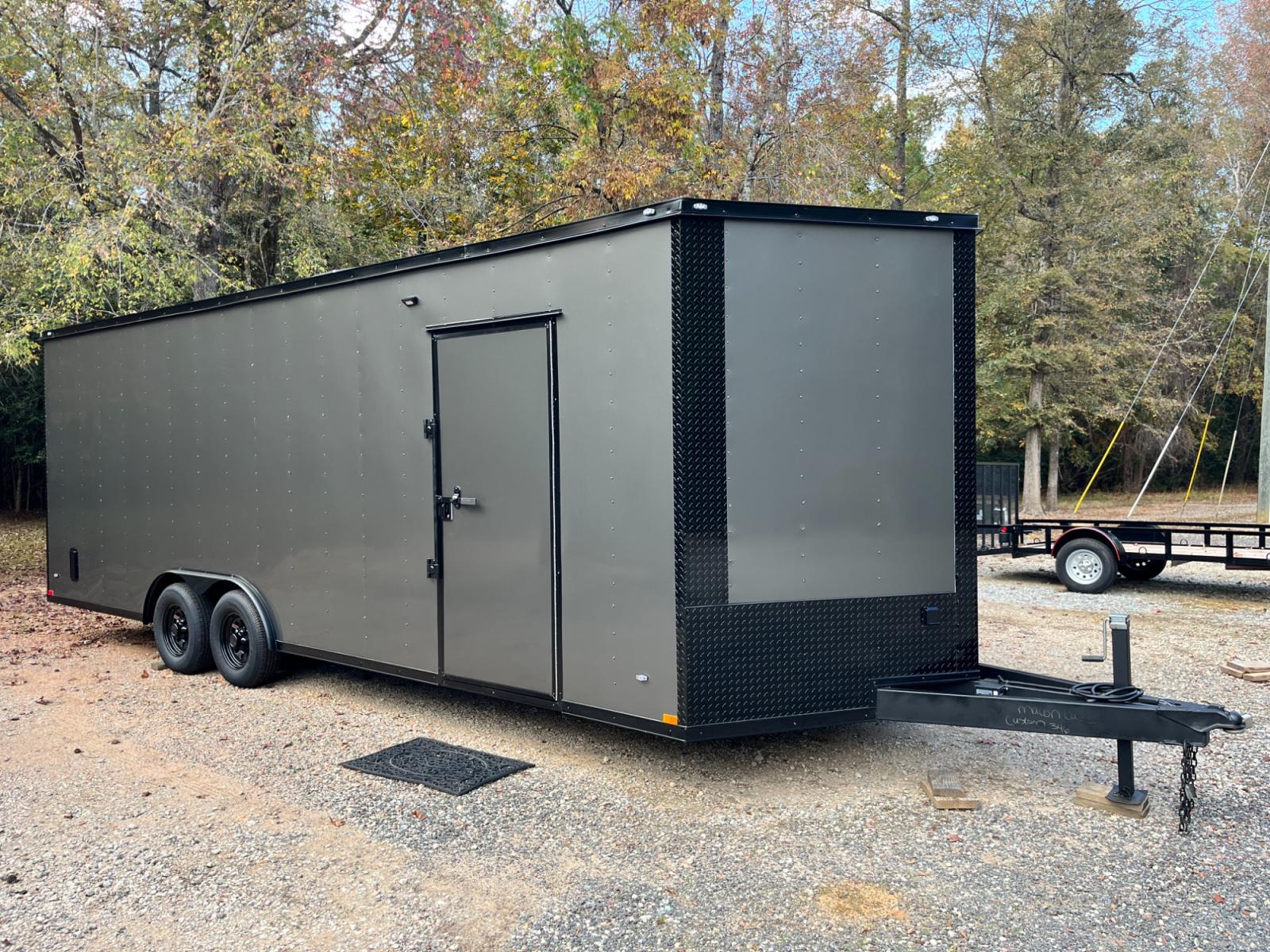 2023 .080 Charcoal Metallic w/Black Out Pkg. Elite Cargo 8.5ft X 24ft Tandem , located at 1330 Rainey Rd., Macon, 31220, (478) 960-1044, 32.845638, -83.778687 - Brand New 2023 Model Elite Cargo Trailer, Made Tifton, GA 7ft 4" Tall Inside Height, Air Conditioner, Insulated too! 15,500 BTU A/C Unit, 5 Inside LED Light Strips! Lights Up Really Bright Inside! This Deluxe Enclosed Car Hauler has Awesome Features! .080 Thick Charcoal Metallic Skin! Stunning - Photo #0
