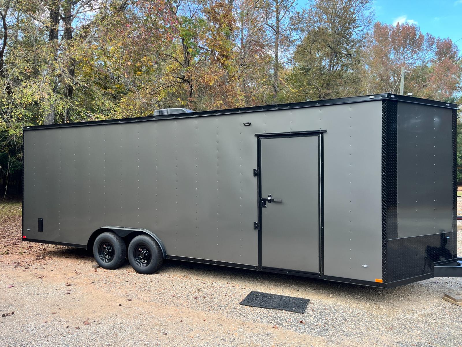 2023 .080 Charcoal Metallic w/Black Out Pkg. Elite Cargo 8.5ft X 24ft Tandem , located at 1330 Rainey Rd., Macon, 31220, (478) 960-1044, 32.845638, -83.778687 - Brand New 2023 Model Elite Cargo Trailer, Made Tifton, GA 7ft 4" Tall Inside Height, Air Conditioner, Insulated too! 15,500 BTU A/C Unit, 5 Inside LED Light Strips! Lights Up Really Bright Inside! This Deluxe Enclosed Car Hauler has Awesome Features! .080 Thick Charcoal Metallic Skin! Stunning - Photo #1