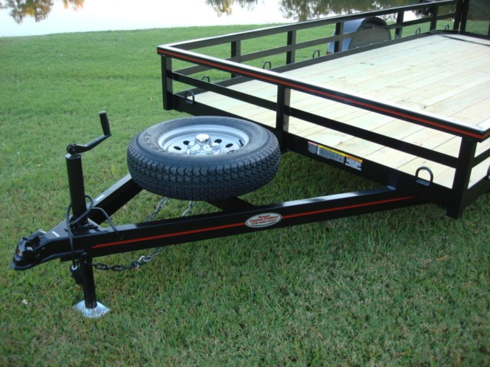 2023 Black Macon Custom Trailers 6.5ft X 14ft Utility , located at 1330 Rainey Rd., Macon, 31220, (478) 960-1044, 32.845638, -83.778687 - Sold! Special Order Only Now! 6ft 6" Wide X 14ft Long Utility Trailer is Really Loaded Out! 24" Beavertail Floor at the Rear, Makes it Easy to Load! All Square Tubing 2" X 2" Top Rail and Side Posts! 1/4" X 2" Wide Mid Band Strap! Haul Lawn Tractor, Lawn Mowers, Landscaping Equipment, Water Tan - Photo #9