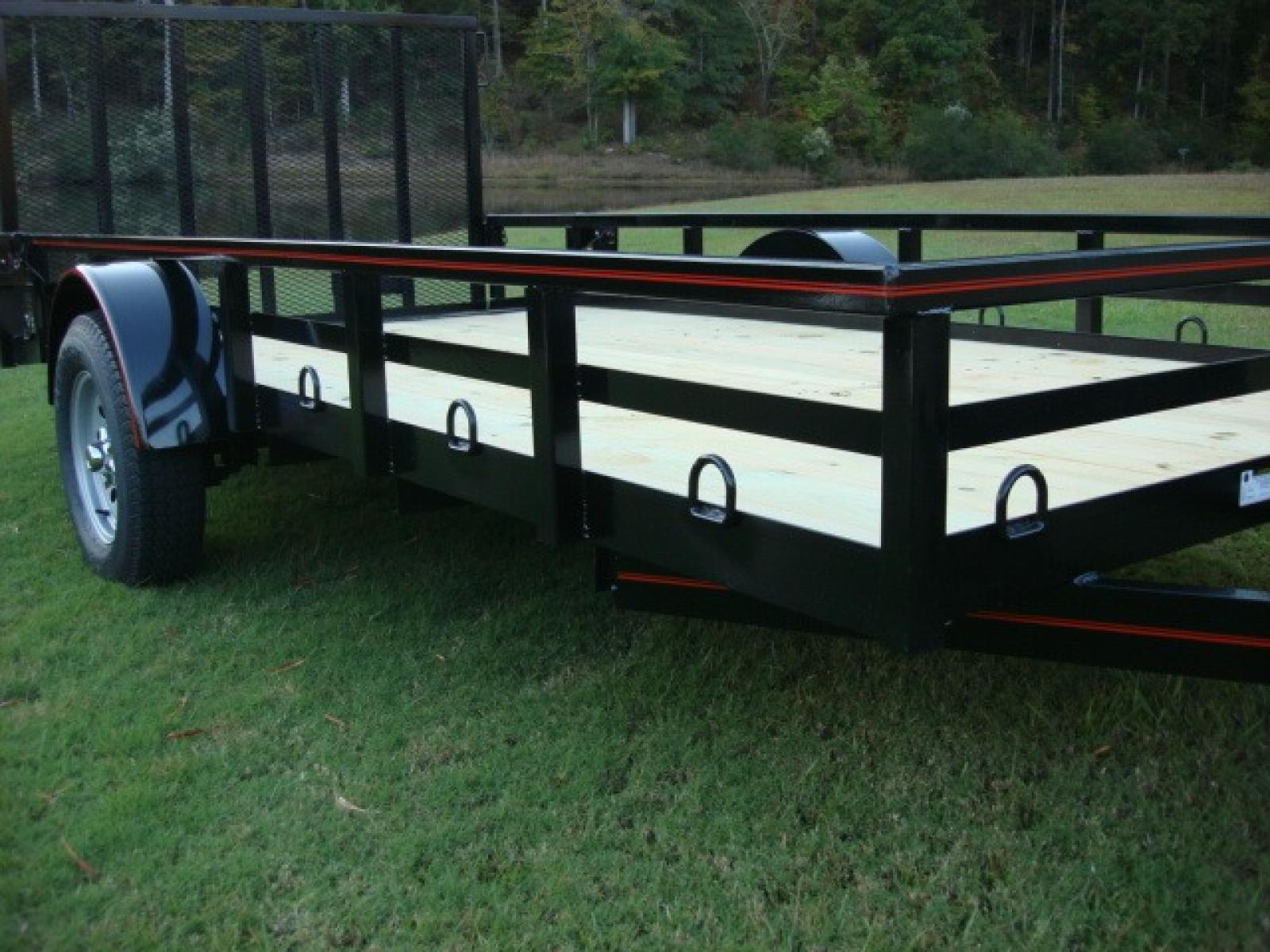 2023 Black Macon Custom Trailers 6.5ft X 14ft Utility , located at 1330 Rainey Rd., Macon, 31220, (478) 960-1044, 32.845638, -83.778687 - Sold! Special Order Only Now! 6ft 6" Wide X 14ft Long Utility Trailer is Really Loaded Out! 24" Beavertail Floor at the Rear, Makes it Easy to Load! All Square Tubing 2" X 2" Top Rail and Side Posts! 1/4" X 2" Wide Mid Band Strap! Haul Lawn Tractor, Lawn Mowers, Landscaping Equipment, Water Tan - Photo #3