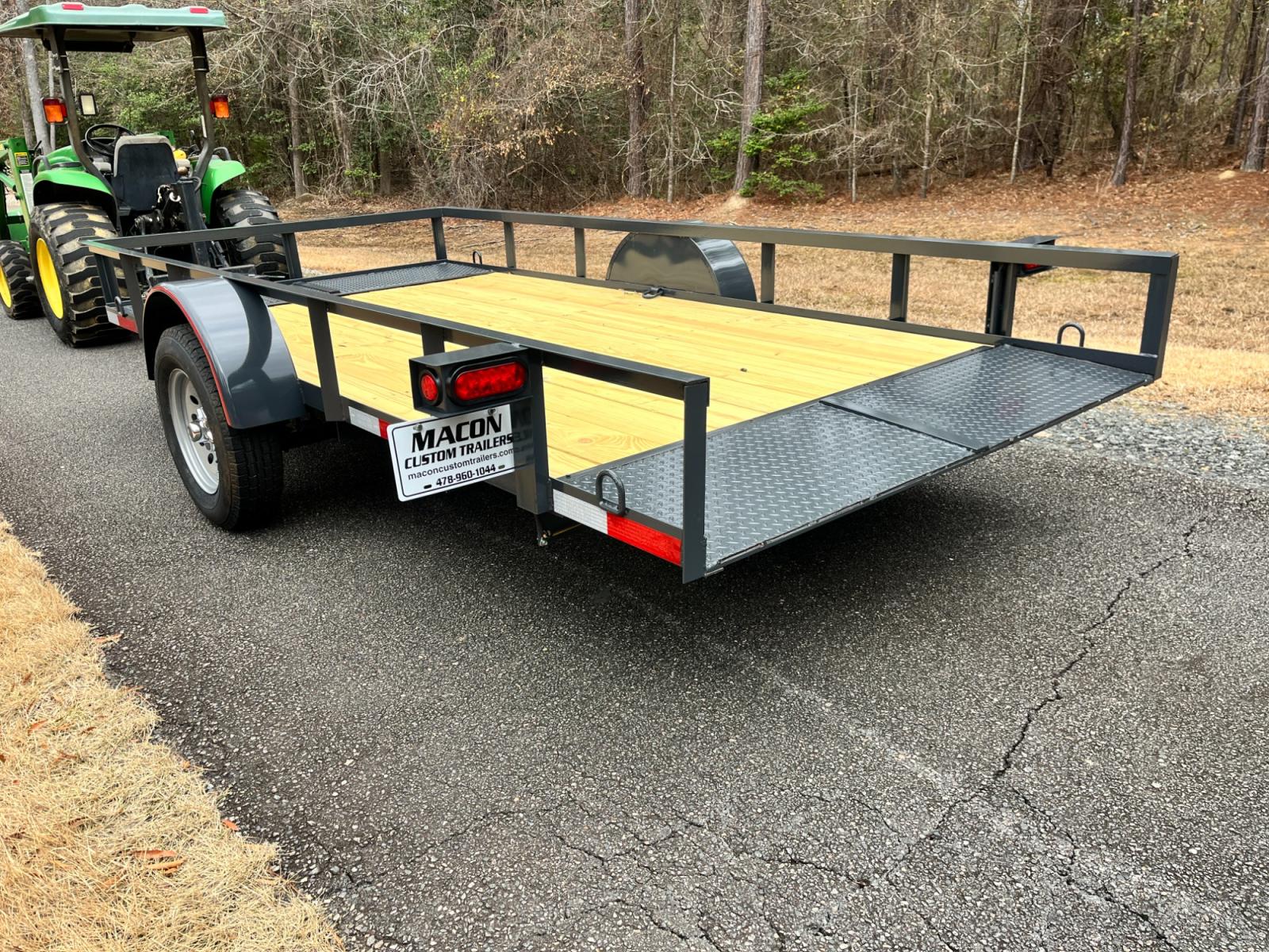 2023 Dark Gray Macon Custom Trailers 6ft X 12ft Tilt Bed , located at 1330 Rainey Rd., Macon, 31220, (478) 960-1044, 32.845638, -83.778687 - Heavy Duty Tilt Bed 6ft X 13ft Utility Trailer! Pull the Huge pin and the Trailer Tilts on its Own! 12" Tall Angle Iron Rails are 2' X 2' Size Angle Iron! This is Heavy Duty! Great for Hauling Your ATV, Golf Cart, Firewood, Mower, UTV, etc. 6ft Wide by 13ft Long Heavy Duty Trailer. Angle Iron R - Photo #3